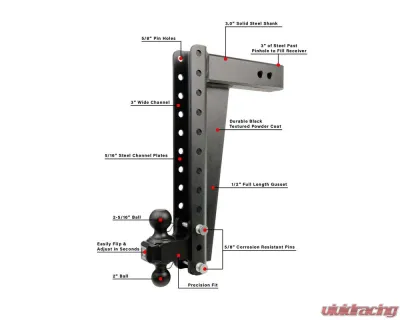 BulletProof Hitches BulletProof 3.0" Heavy Duty 18" Drop/Rise Hitch for 2017+ Ford Trucks - HD3018