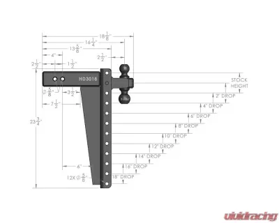 BulletProof Hitches BulletProof 3.0" Heavy Duty 18" Drop/Rise Hitch for 2017+ Ford Trucks - HD3018