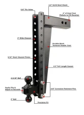 BulletProof Hitches BulletProof 3.0" Heavy Duty 20" Drop/Rise Hitch for 2017+ Ford Trucks                                     - HD3020 - Image 6