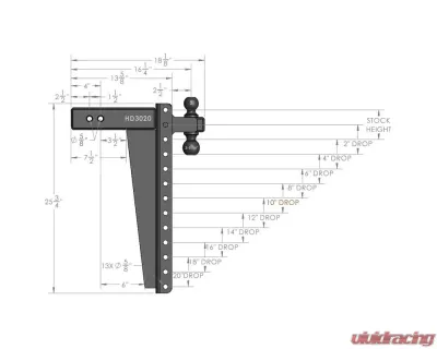 BulletProof Hitches BulletProof 3.0" Heavy Duty 20" Drop/Rise Hitch for 2017+ Ford Trucks - HD3020