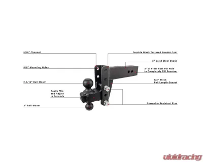 BulletProof Hitches BulletProof 3.0" Heavy Duty 4" Drop/Rise Hitch, 22,000 lb Capacity - HD304