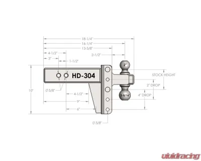 BulletProof Hitches BulletProof 3.0" Heavy Duty 4" Drop/Rise Hitch, 22,000 lb Capacity - HD304