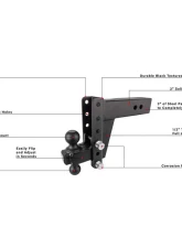 BulletProof Hitches BulletProof 3.0" Heavy Duty 6" Drop/Rise Hitch, 22,000 lb Capacity                                     - HD306 - Image 7