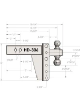 BulletProof Hitches BulletProof 3.0" Heavy Duty 6" Drop/Rise Hitch, 22,000 lb Capacity                                     - HD306 - Image 8