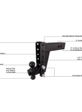 BulletProof Hitches BulletProof 3.0" Heavy Duty 8" Drop/Rise Hitch, 22,000 lb Capacity                                     - HD308 - Image 7