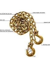 BulletProof HDCHAINS Hitches Heavy Duty 3/8" Safety Chains 38" Length 26,400 lb Capacity Pair                                     - HDCHAINS - Image 8