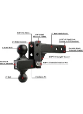 BulletProof Hitches BulletProof 2.0" Light Duty 2" Drop/Rise Hitch for UTV, Jeep, SUV, F150                                     - LD202 - Image 6