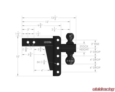 BulletProof Hitches BulletProof 2.0" Light Duty 6" Drop/Rise Hitch for SUVs, Jeep, F150, 1500 - LD206