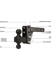 BulletProof Hitches BulletProof 2.0" Medium Duty 2" Drop/Rise Hitch, 14,000 lb Capacity                                     - MD202 - Image 7