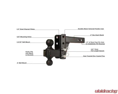 BulletProof Hitches BulletProof 2.0" Medium Duty 2" Drop/Rise Hitch, 14,000 lb Capacity - MD202