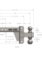 BulletProof Hitches BulletProof 2.0" Medium Duty 2" Drop/Rise Hitch, 14,000 lb Capacity                                     - MD202 - Image 8