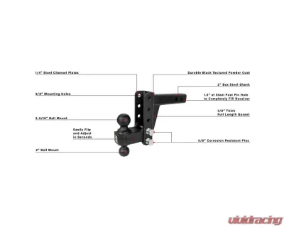 BulletProof Hitches BulletProof 2.0" Medium Duty 4" Drop/Rise Hitch, 14K Capacity - MD204