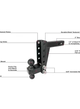 BulletProof Hitches BulletProof 2.0" Medium Duty 6" Drop/Rise Hitch, 14,000 lb Capacity                                     - MD206 - Image 7