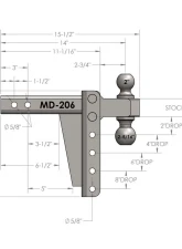 BulletProof Hitches BulletProof 2.0" Medium Duty 6" Drop/Rise Hitch, 14,000 lb Capacity                                     - MD206 - Image 8