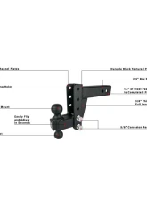 BulletProof Hitches BulletProof 2.5" Medium Duty 4" Drop/Rise Hitch, 14,000 lb Capacity                                     - MD254 - Image 7