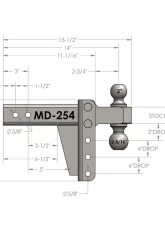 BulletProof Hitches BulletProof 2.5" Medium Duty 4" Drop/Rise Hitch, 14,000 lb Capacity                                     - MD254 - Image 8