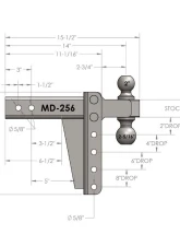 BulletProof Hitches BulletProof 2.5" Medium Duty 6" Drop/Rise Hitch, 14,000 lb Capacity                                     - MD256 - Image 8