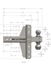 BulletProof Hitches BulletProof 2.5" Medium Duty 4" & 6" Offset Hitch, 14,000 lb Capacity                                     - MD25OFFSET - Image 8