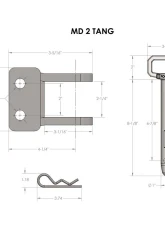 BulletProof Hitches Medium Duty 2-Tang Clevis with 1" Pin, 14,000 lb Capacity, Steel                                     - MD2TANG - Image 8