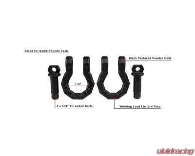 BulletProof Hitches BulletProof Channel Shackles Pair - 1/2" Shackles, 5/8" Bolts, 6,500 lbs Rating - SMALLSHACKLE