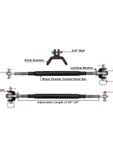 BulletProof Hitches BulletProof Frame-Mounted Hitch Stabilizer Bars, Adjustable 29"-39" Heavy-Duty Steel                                     - STABILIZERBARS - Image 7