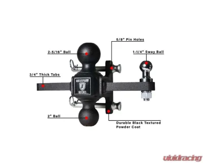 BulletProof Hitches Heavy Duty Sway Control Dual Ball Mount, 2" & 2-5/16" Balls, Solid Steel - SWAYCONTROLBALL