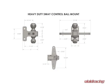 BulletProof Hitches Heavy Duty Sway Control Dual Ball Mount, 2" & 2-5/16" Balls, Solid Steel - SWAYCONTROLBALL
