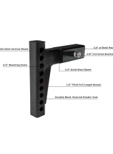 BulletProof Hitches BulletProof 2.5" Weight Distribution Shank, 22,000 lbs Capacity, Solid Steel                                     - WD25SHANK - Image 6