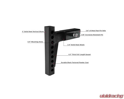 BulletProof Hitches BulletProof 2.5" Weight Distribution Shank, 22,000 lbs Capacity, Solid Steel - WD25SHANK