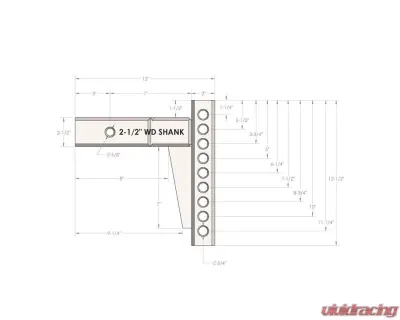 BulletProof Hitches BulletProof 2.5" Weight Distribution Shank, 22,000 lbs Capacity, Solid Steel - WD25SHANK
