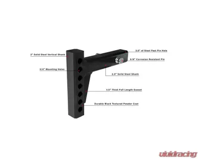 BulletProof Hitches BulletProof 2" Weight Distribution Shank, Solid Steel, 22,000 lbs Capacity - WD2SHANK