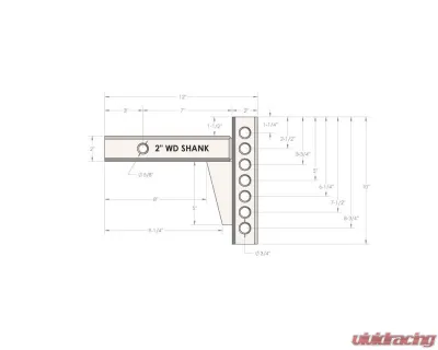 BulletProof Hitches BulletProof 2" Weight Distribution Shank, Solid Steel, 22,000 lbs Capacity - WD2SHANK
