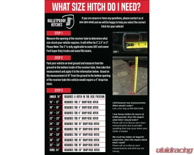 BulletProof Hitches BulletProof 2.0" Light Duty 2" Drop/Rise Hitch for UTV, Jeep, SUV, F150 - LD202