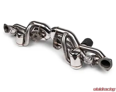 Fabspeed Valvetronic X-Pipe Catback Exhaust System w/ Brushed Stainless Single Wall Tips Porsche 718 Cayman GT4 RS 2022+ - FS.POR.718GT4RS.VLVBS