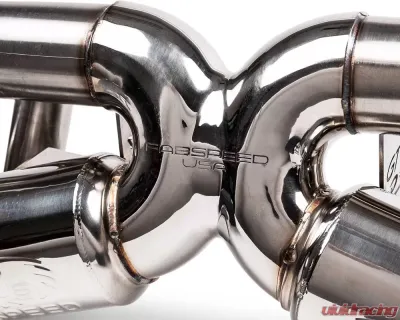 Fabspeed Valvetronic X-Pipe Catback Exhaust System w/ Brushed Stainless Single Wall Tips Porsche 718 Cayman GT4 RS 2022+ - FS.POR.718GT4RS.VLVBS