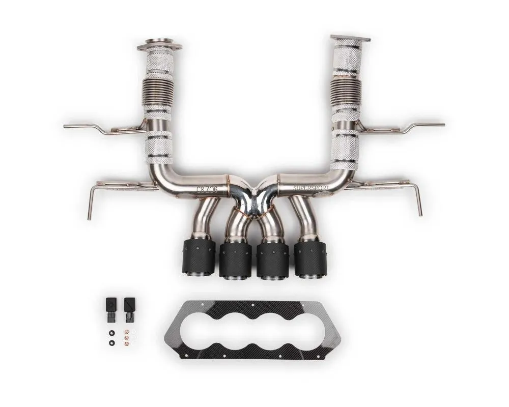 Fabspeed Supersport X-Pipe Cat-Back Exhaust System w/ Carbon Fiber Tips Chevrolet Corvette C8 Z06 2023+ - FS.CHEVY.C8Z06.SSCF