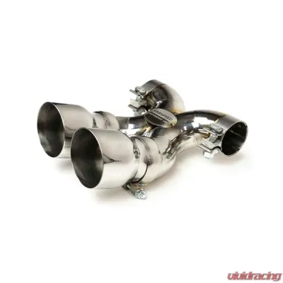 Fabspeed Maxflo True X-Pipe w/ Single Wall Brushed Stainless Steel Dual Tips Porsche 718 Boxster | Cayman 2017+ - FS.POR.718.DLTBR
