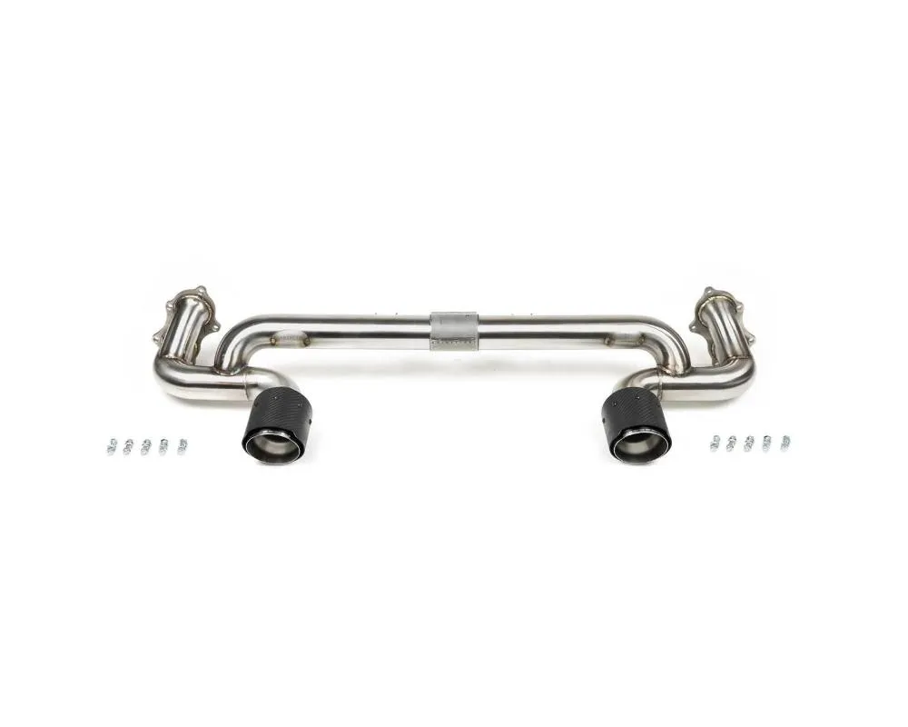 Fabspeed Lightweight Competition Exhaust System w/ Brushed Stainless Single Wall Tips Porsche 718 GT4 | GTS | Spyder (Early Model Bracket) 2020+ - FS.POR.718GT4.LCEBRE