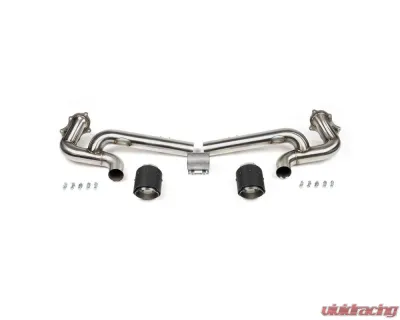 Fabspeed Lightweight Competition Exhaust System w/ Brushed Stainless Single Wall Tips Porsche 718 GT4 | GTS | Spyder (Late Model Bracket) 2020+ - FS.POR.718GT4.LCETDT