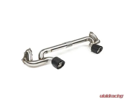 Fabspeed Lightweight Competition Exhaust System w/ Brushed Stainless Single Wall Tips Porsche 718 GT4 | GTS | Spyder (Late Model Bracket) 2020+ - FS.POR.718GT4.LCETDT