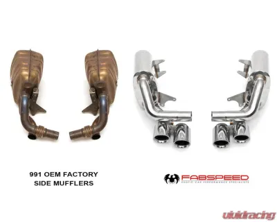 Fabspeed Maxflo Performance Side Exhaust System w/Valved Satin Black Tips Porsche 991 Carrera 2012-2016 - FS.POR.991.MAX38B