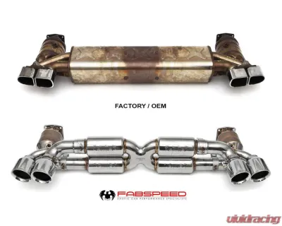 Fabspeed Race Supersport X-Pipe Exhaust System w/ Polished Stainless Steel Quad Tips Porsche 991 Turbo | Turbo S 2013-2016 - FS.POR.991T.SSRXQ