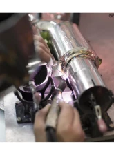 Fabspeed Race Supersport X-Pipe Exhaust System w/ Polished Stainless Steel Quad Tips Porsche 991 Turbo | Turbo S 2013-2016                                     - FS.POR.991T.SSRXQ - Image 7