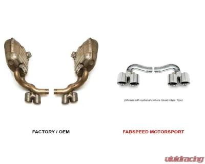 Fabspeed Side Muffler Bypass Pipes w/ Polished Stainless Steel Tips Porsche 997.2 Carrera 2009-2012 - FS.POR.9972.SMBP