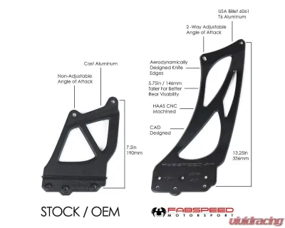 Fabspeed Clear Coated Billet Aluminum Monoblock Wing Risers Porsche 981 | 718 Cayman GT4 2015+ - FS.POR.GT4.MWR.AS