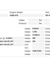 Kelford 266/274 G16E-GTS Solid Lifter Camshaft Toyota 2020+                                     - S267-A - Image 4