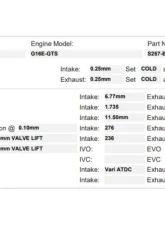 Kelford 276/286 G16E-GTS Solid Lifter Camshaft Toyota 2020+                                     - S267-B - Image 5