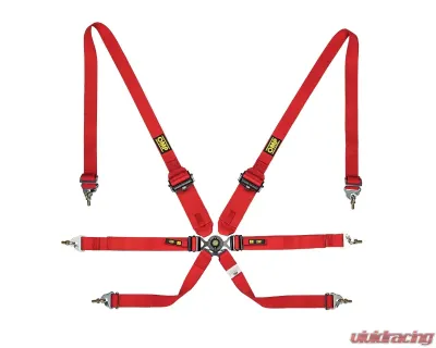 OMP Racing Safety Harness One 2" Endurance Red Pull Down FIA 8853-2016 - DA0-0205-A02-061