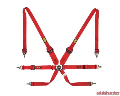 OMP Racing Safety Harness One 2" Convertible Red Pull Up Conv. Pull Down FIA 8853-2016 - DA0-0205-A01-061