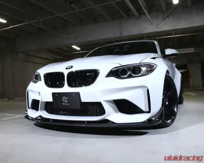 3D Design Carbon Fiber Front Lip Spoiler Set with Canards BMW F87 M2 2015-2018 - 3101-28721